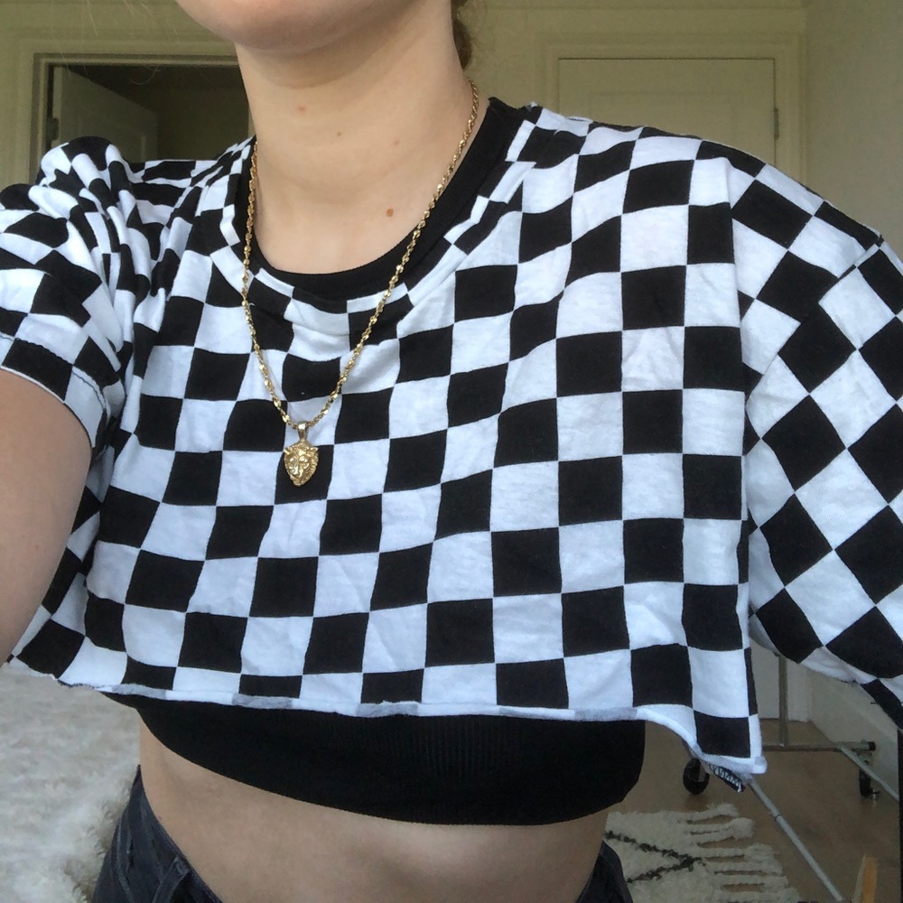 LF checkered cropped tee